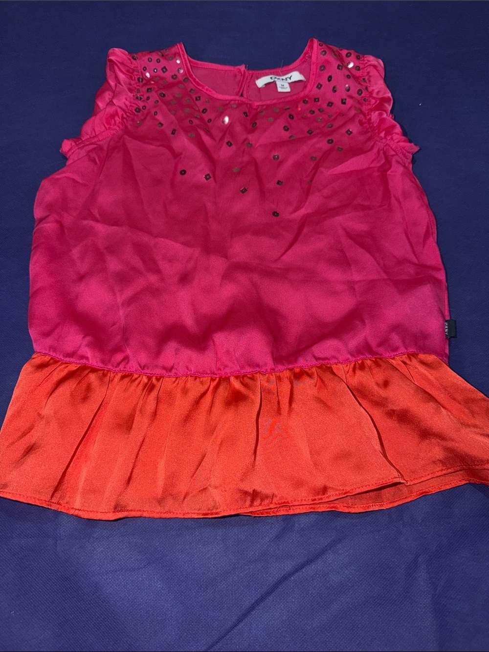 DKNY Hot Pink Sequin Accent Top